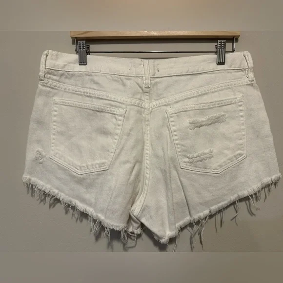 Free People We The Free Loving Good Vibrations Distressed Denim Shorts White - Picture 4 of 12